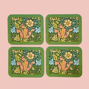 William Morris Floral Tapestry Cork Back Coasters Set of 4